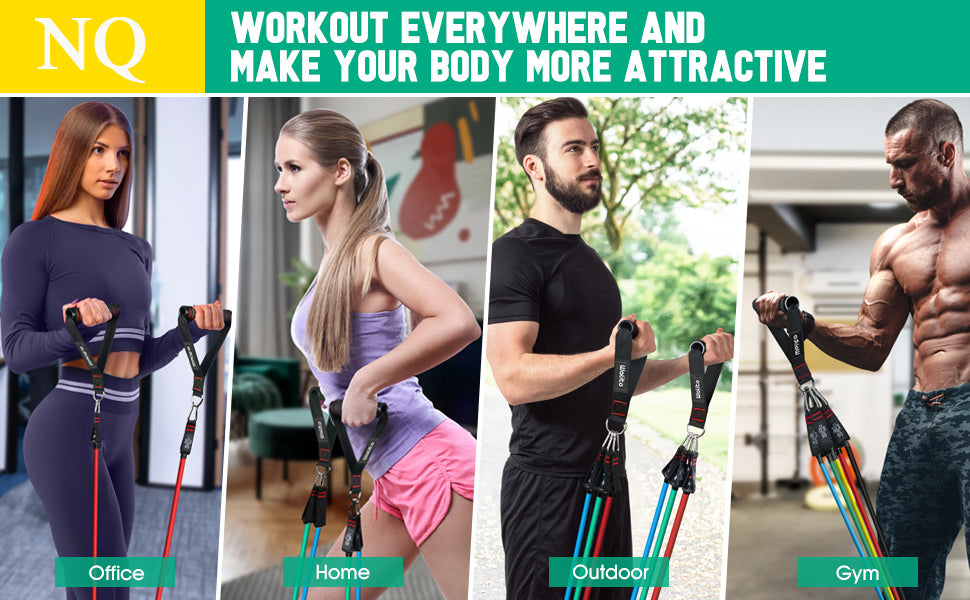 wholesale custom latex /TPE 11 pcs elastic fitness rope set 150lb heavy power stretch expander tube resistance exercise band
