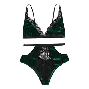 Fashion Bra Set Women Underwear V-Neck Floral Embroidered Push Up Lace Lingerie Set Black Crop Top And Panties Set Dropship *S