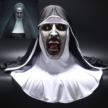 Load image into Gallery viewer, 2018 The Nun Horror Mask Cosplay Valak Scary Latex Masks with Headscarf Veil Hood Full Face Helmet Horror Costume Halloween Prop