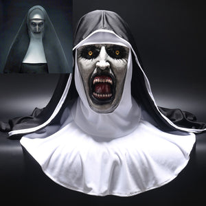 2018 The Nun Horror Mask Cosplay Valak Scary Latex Masks with Headscarf Veil Hood Full Face Helmet Horror Costume Halloween Prop