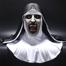Load image into Gallery viewer, 2018 The Nun Horror Mask Cosplay Valak Scary Latex Masks with Headscarf Veil Hood Full Face Helmet Horror Costume Halloween Prop