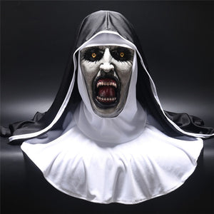 2018 The Nun Horror Mask Cosplay Valak Scary Latex Masks with Headscarf Veil Hood Full Face Helmet Horror Costume Halloween Prop