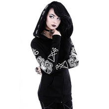 Load image into Gallery viewer, Rosetic Black Hoodie Sweatshirt Women Plus Size Coat Punk Gothic Print Hooded Hipster Streetwear Big Sizes 5XL Goth Dark Hoodies